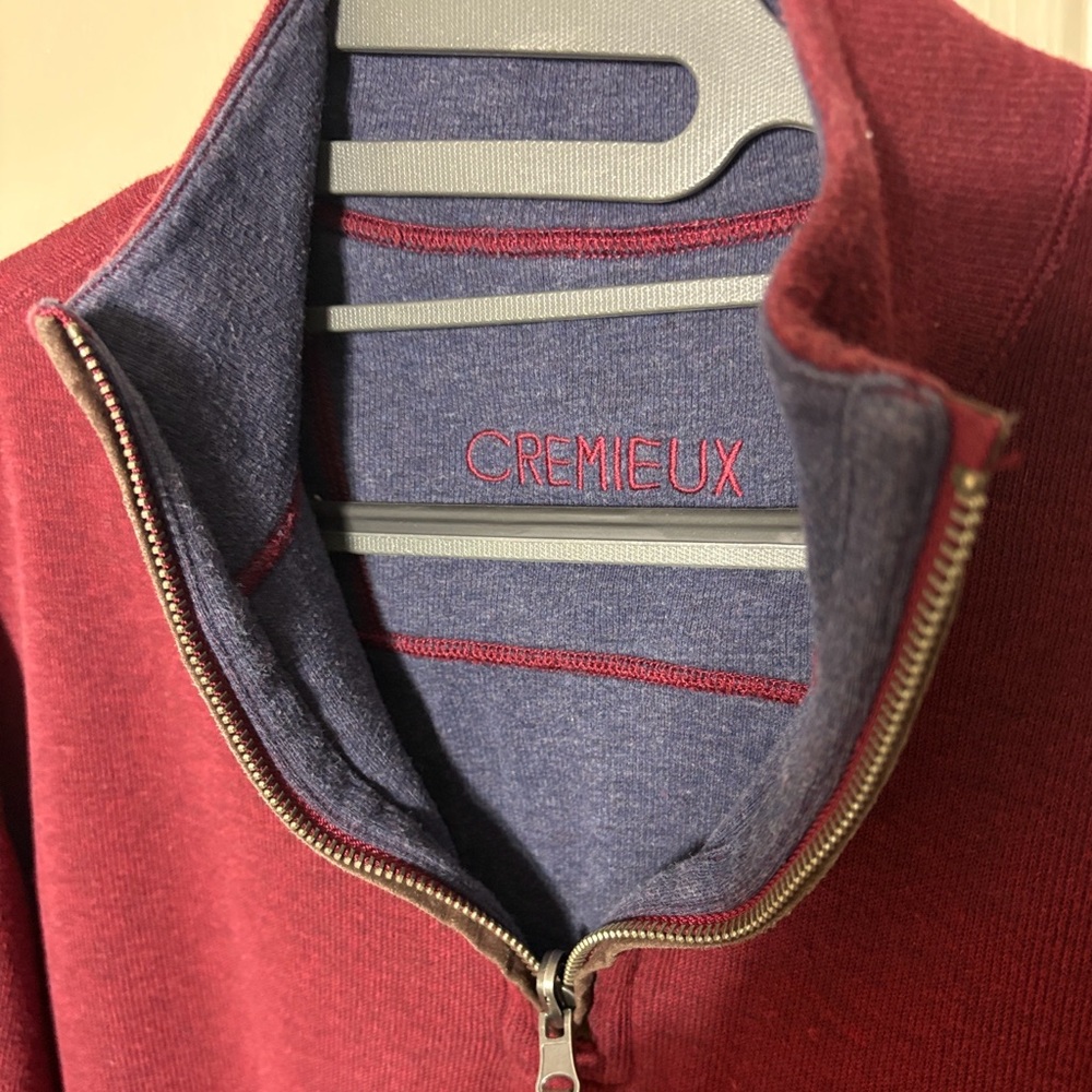Daniel Cremieux Men's Burgundy and Navy Quarter Zip Sweater GUC XL